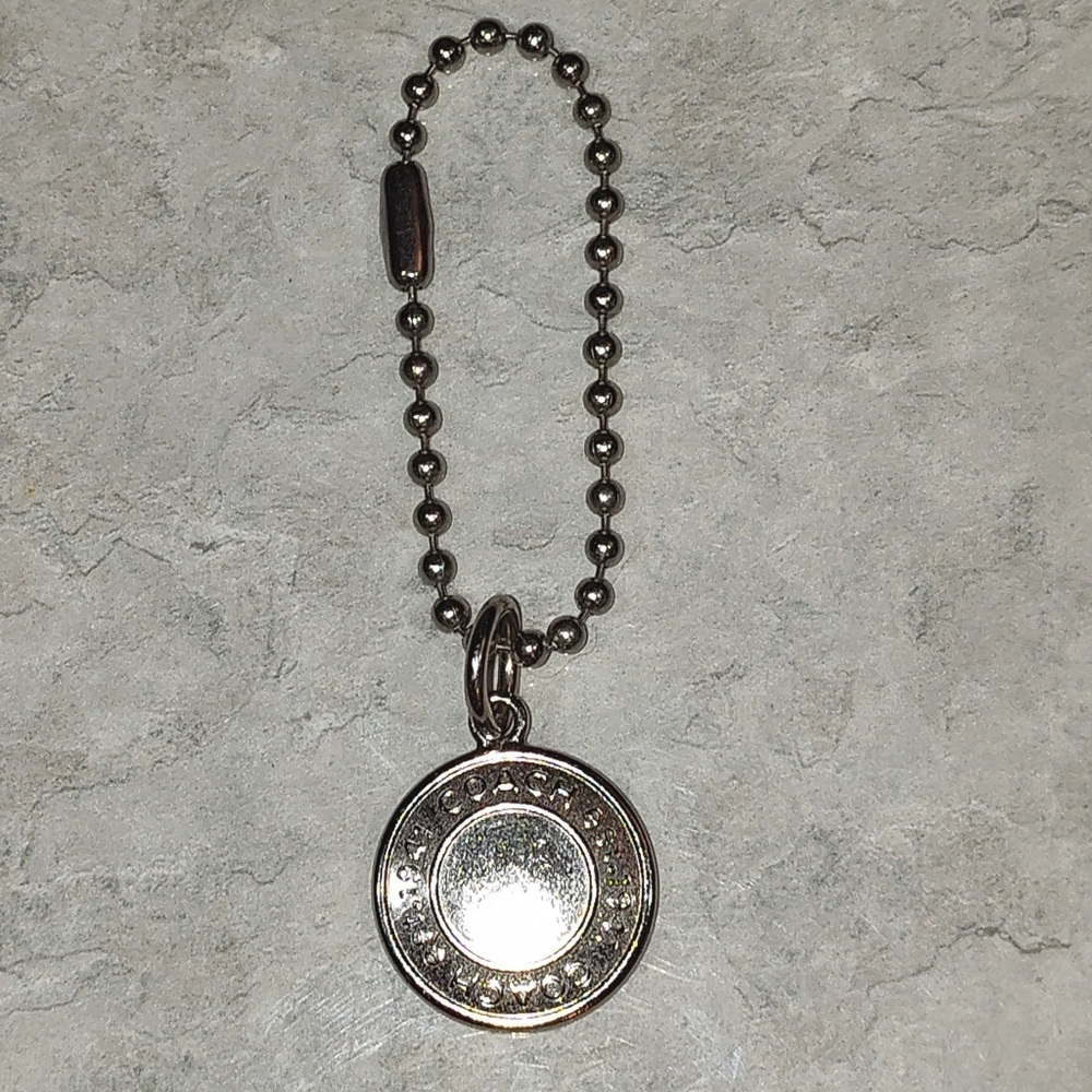 COACH EST. 1941 ROUND SILVER TONE AUTHENTIC COACH HANDBAG CHARM / KEYCHAIN